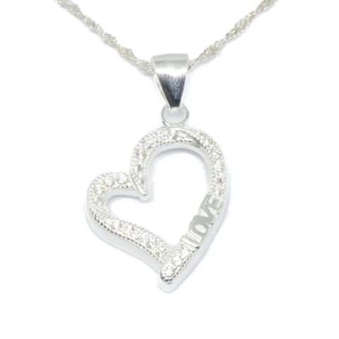 Dije Italiano 17 - Corazón Love Calado con Piedras