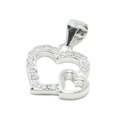 Dije Italiano 18 - Corazón Doble Calado con Piedras - comprar online