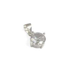 Dije Italiano 28 - Piedra Redonda Blanca 9mm - Adára Fábrica de Joyas