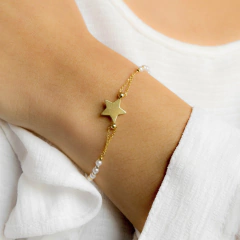 Pulsera Italiana 29 - Perlas con Estrella Dorada