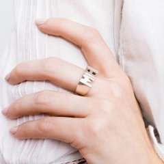 Anillo Inicial Doble Clásico solo Plata 925 - comprar online