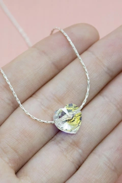 Imagen de Collar Macizo + Cristal Pasante Corazón Chico