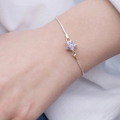 Pulsera Maciza c/Centro Flor con Piedra - tienda online