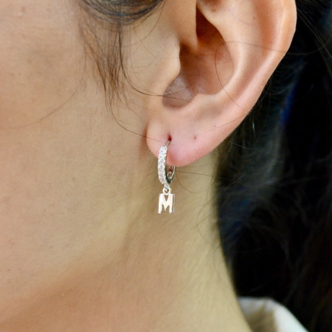 Aro Argolla con Piedras y Dije Inicial - comprar online