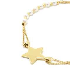Pulsera Italiana 29 - Perlas con Estrella Dorada - Adára Fábrica de Joyas