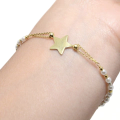 Pulsera Italiana 29 - Perlas con Estrella Dorada - tienda online