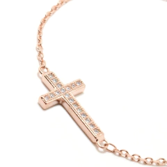 Pulsera Italiana 31 - Cruz con Piedra Rosé en internet
