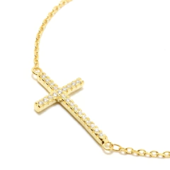 Pulsera Italiana 30 - Cruz con Piedra Dorada en internet
