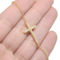 Pulsera Italiana 30 - Cruz con Piedra Dorada - Adára Fábrica de Joyas