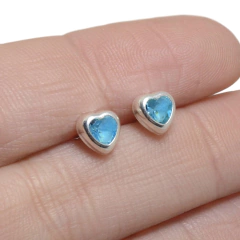 Aro Italiano 28 - Corazón Piedra Celeste - comprar online