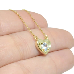 Gargantilla Italiana 9 - Corazón Dorado con Piedra - comprar online