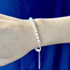 Pulsera Extensible Perlas Blancas 4mm - tienda online