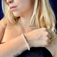 Combo: Collar + Pulsera Extensible Perla 6mm