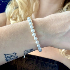 Pulsera Extensible Perlas Blancas 6mm - tienda online