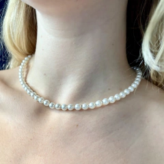 Combo: Collar + Pulsera Extensible Perla 6mm - Adára Fábrica de Joyas