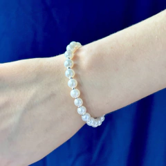 Pulsera Extensible Perlas Blancas 6mm