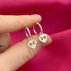 Aro Cubano con Dije Luna y Estrella - comprar online