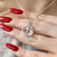 Gargantilla Italiana 6 - Colibrí con Piedras - Adára Fábrica de Joyas
