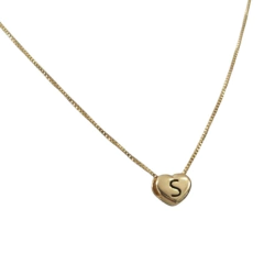 Collar Forcet + Corazón Inicial Pasante Laminado en Oro - comprar online