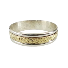 Alianza Plata y Oro Labrada - Adára Fábrica de Joyas