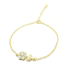 Pulsera Italiana 14 - Flor con Piedra Dorada