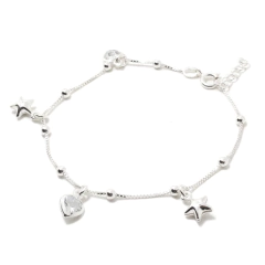Pulsera Italiana 39 - Estrellas y Corazones Blancos