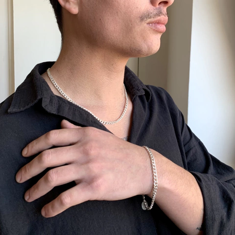 Combo para Fiestas: Collar + Pulsera Grumet Solo Plata 925