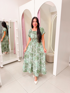 Vestido Monique - Verde Folhas 02 na internet