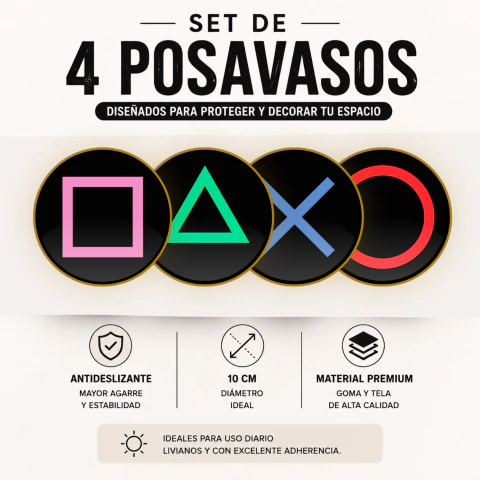 SET 4 POSAVASOS GAMER PLAYSTATION