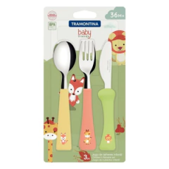 TRAMONTINA BABY FRIENDS JUEGO DE CUBIERTOS ANIMALITOS 3PZ