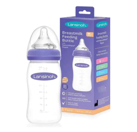Mamadera Lansinoh Con Tetina Natural Wave 240ml Flujo Medio