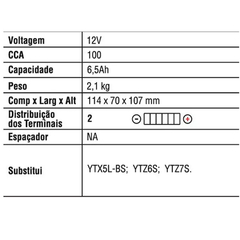 BATERIA MOTOBATT MBTZ7-S 6.5A HONDA CRF 250X CRF 450X WRF250 - comprar online