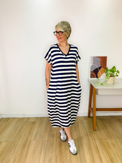 Vestido Sara Listrado Marinho