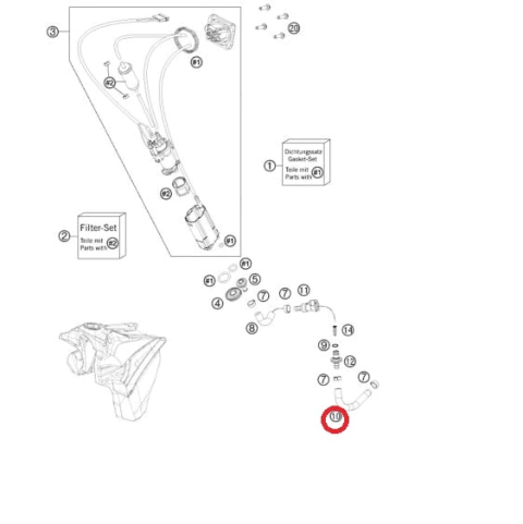 Mangueira Combustível Maior KTM 250-500 EXCF 13/16 HUSQVARNA FE 14/16 Original 78107016100