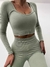 CONJUNTO SEAMLESS 3 PIEZAS (TOP, CALZA Y REMERA) VERDE MUSGO - comprar online