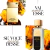 Comparação entre o perfume Tom Ford Noir Extreme Parfum e o Gold Blazer Eau de Parfum 100ml da Perfumes Adel, com fundo de notas orientais e mensagem sugerindo similaridade olfativa.