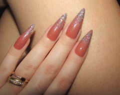 Unha Postiça 24 Unidades Comprida Ponta Glitter