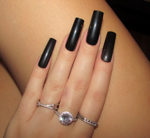 Unha Postiça 24 Unidades Comprida Preto