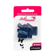 Unha Postiça 24 Unidades Cor Azul Marinho - Nail Encanto