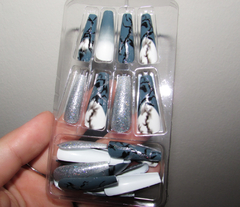 Unhas Postiças Comprida Marmorizada 24 Unidades - comprar online