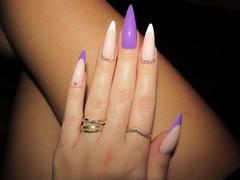 Unha Postiça 24 Unidades Roxo com Strass