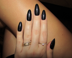 Unha Postiça 24 Unidades Amêndoa Glitter Preto - comprar online
