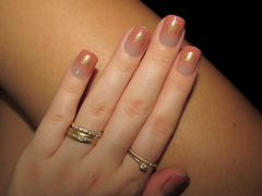 Unha Postiça 24 Unidades Quadrada Curta Nude Coração Glitter - comprar online