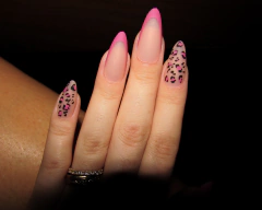 Unha Postiça 24 Unidades Francesinha Rosa com Animal Print