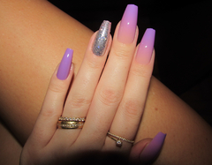 Unha Postiça 24 Unidades Comprida Degradê Roxo com Glitter Prata - comprar online