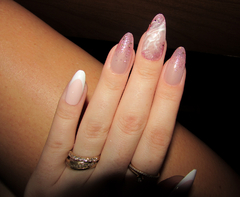 Unha Postiça 24 Unidades Rosa com Glitter
