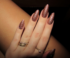 Unha Postiça 24 Unidades Glitter Dourado - comprar online
