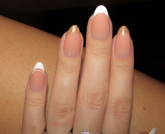 Unha Postiça Realista Francesinha Branca e de Glitter Dourado 30 Unidades - comprar online