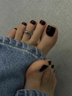 Unhas Postiças para Pés 24 Unidades Quadrada Preta Lisa - comprar online