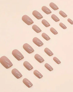 Unha Postiça 24 Unidades Quadrada Realista Lisa Nude na internet